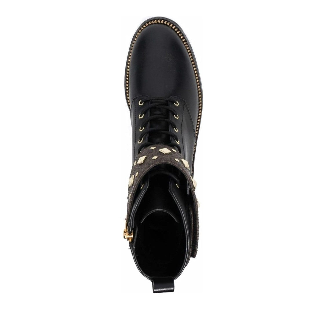 Michael Kors Brown Haskell Cuff Leather Lace-Up Cuff Boots