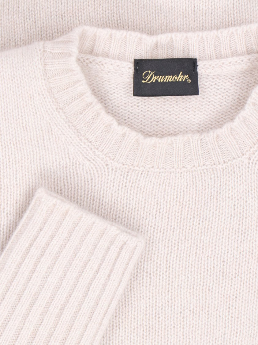 Drumohr Classic Sweater In Cream Cashmere Crew Neck