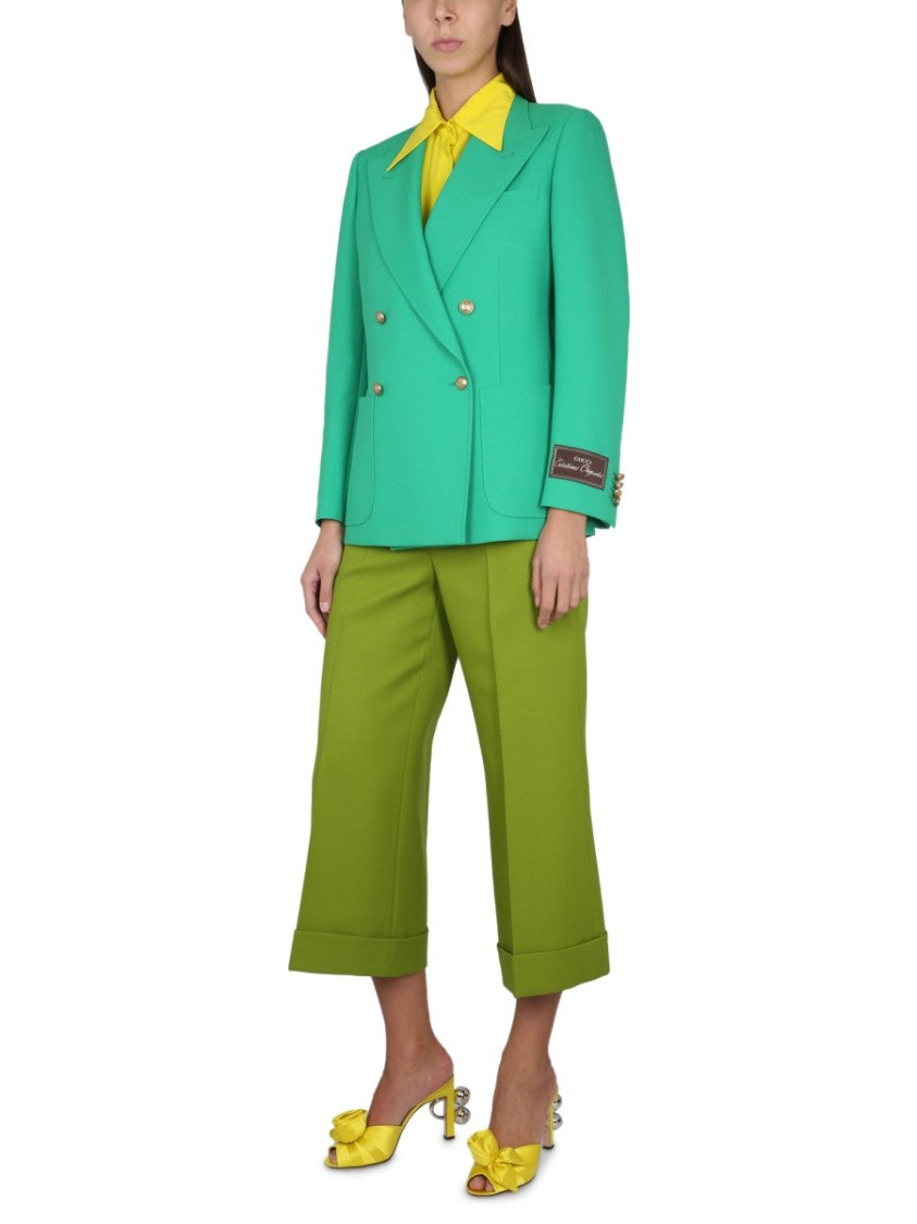 Gucci Pointed Collar Silk Shirt With Lined Detail