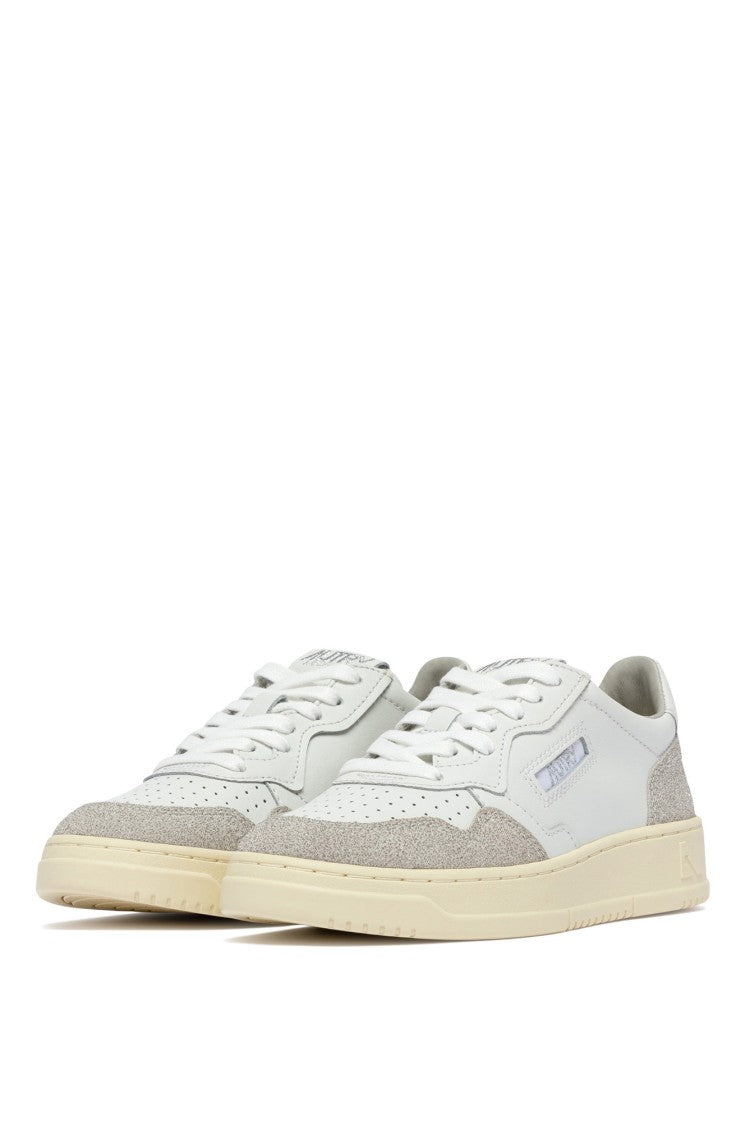 Autry White Medalist Suede Glitter Sneakers