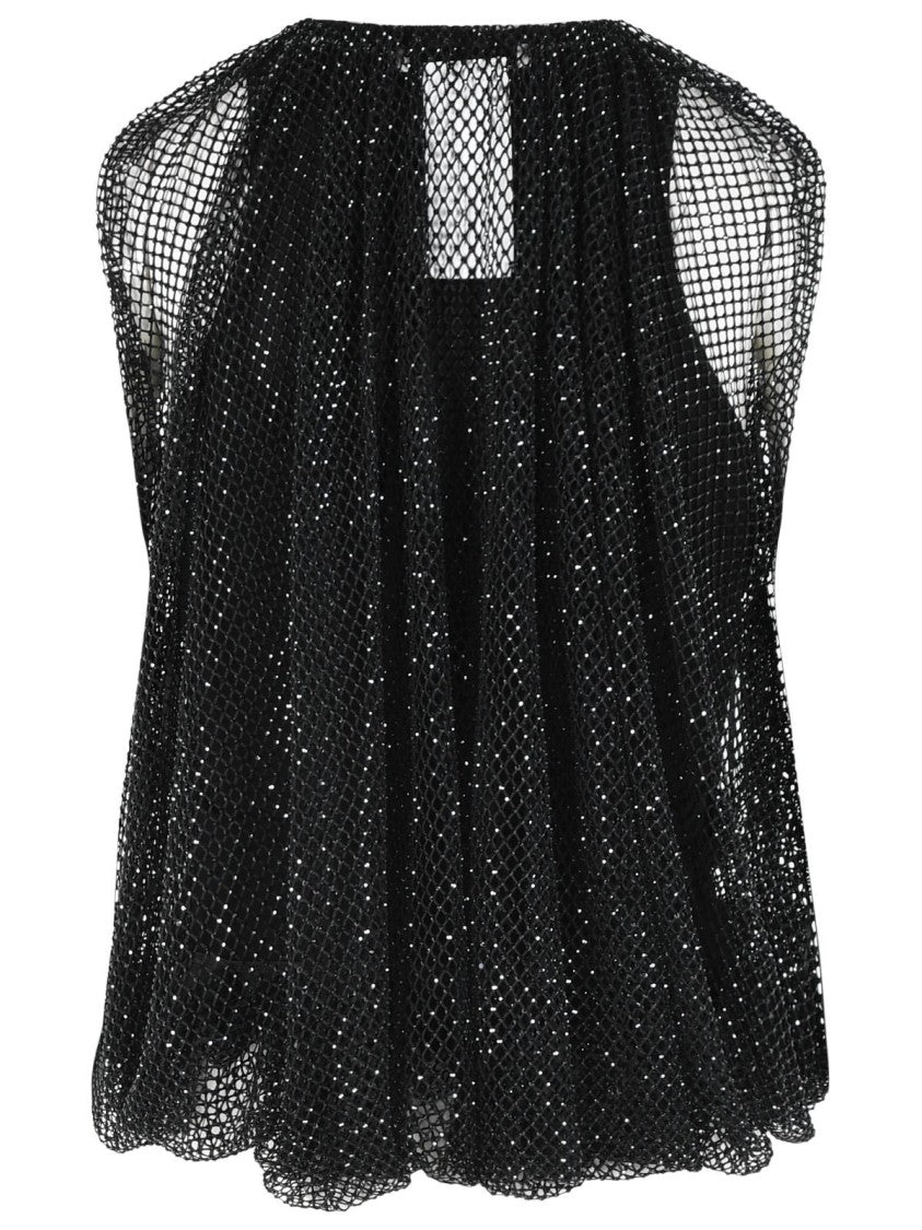 Sportmax 'Nodo' Mesh Top With Black Crystals