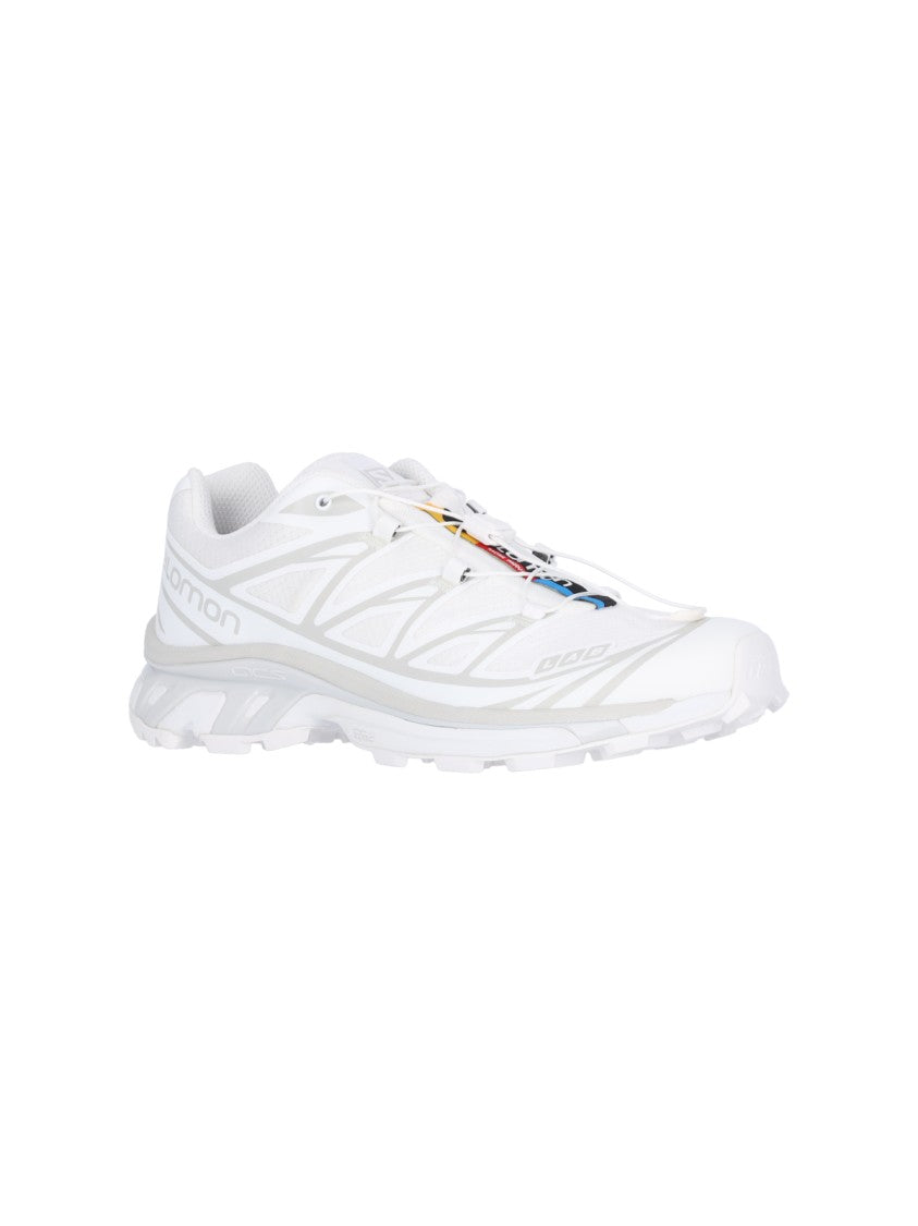 Salomon White Fabric And Grey Mesh Xt-6 Sneakers