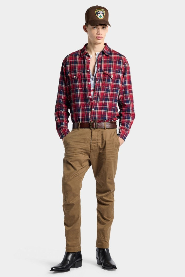 Dsquared2 Brown Tapered Cotton-Blend Chinos