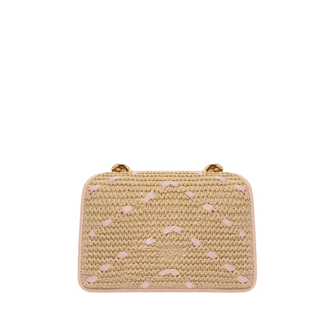 Pinko Love One Mini Light Shoulder Bag In Chevron Raffia