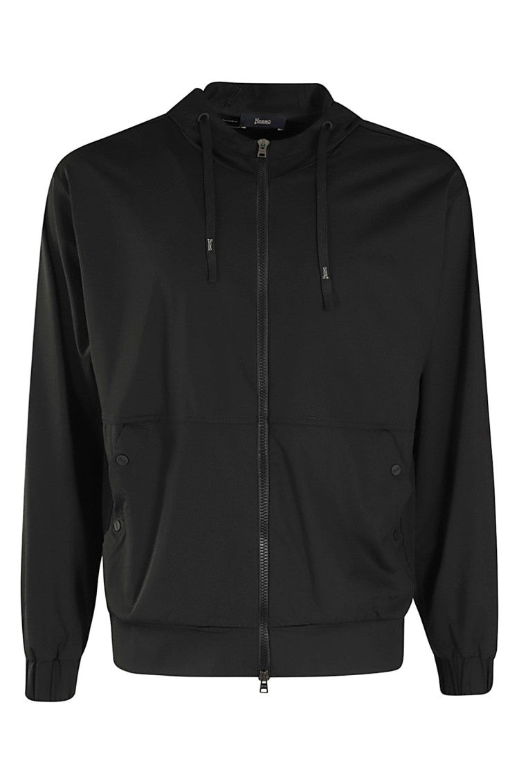 Herno Black Stretch Fabric Sweatshirt
