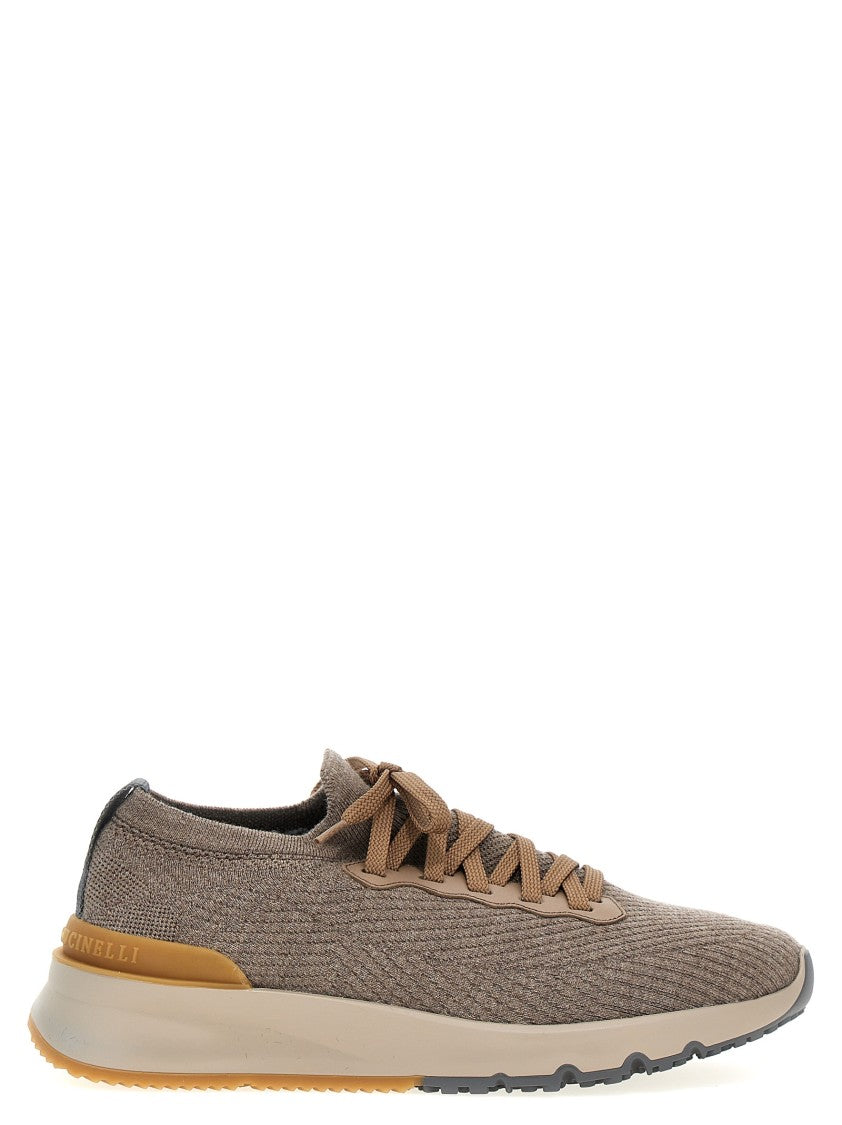 Brunello Cucinelli Stretch Knit Low Sneakers With Laces