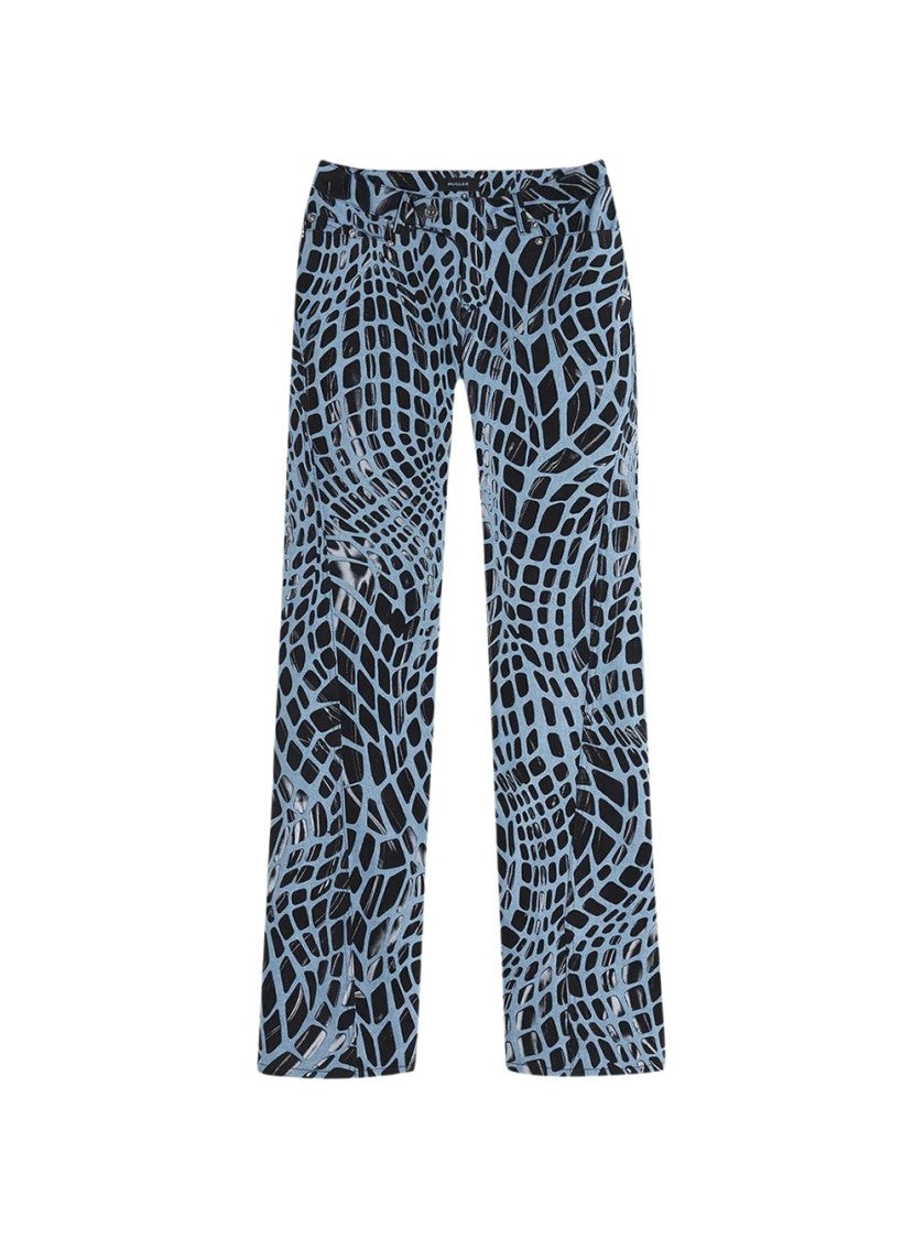 Mugler Velvet Print Straight Leg Jeans