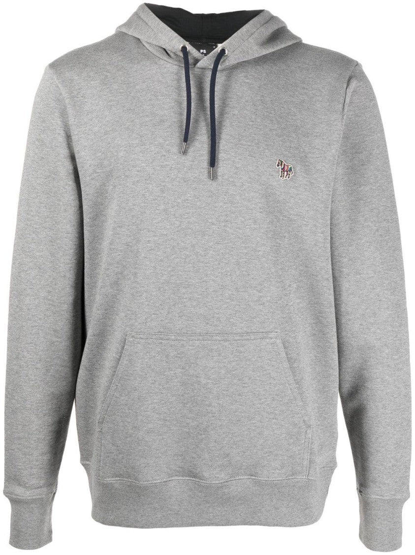 Paul Smith Light Grey Mélange Hoodie With Logo Patch