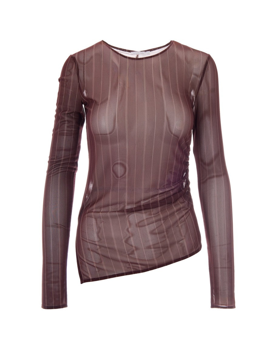 Patrizia Pepe Pinstripe Tulle Top