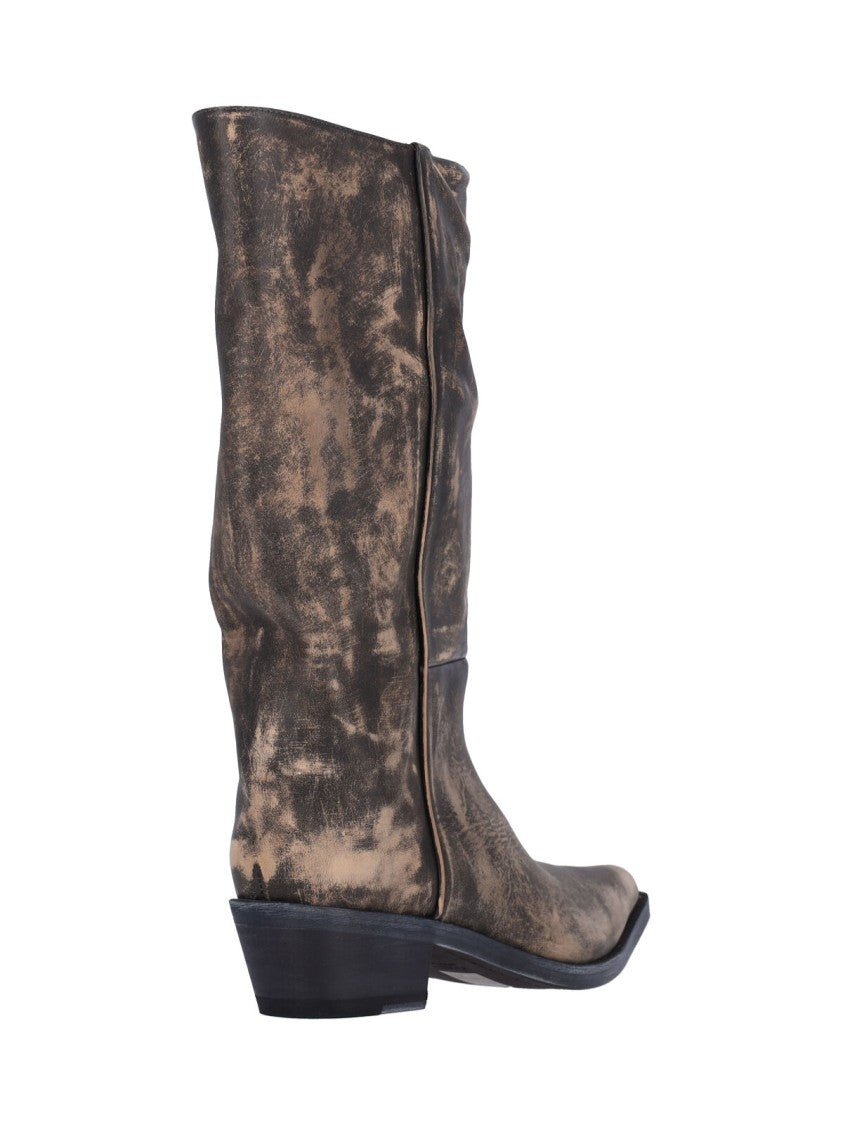 Khaite Mid-Calf Boots With Squared Pointed Toe