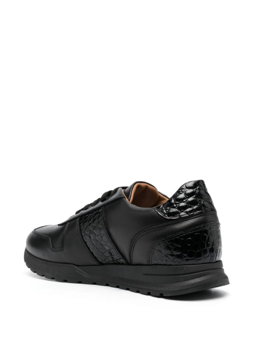 Billionaire Boys Club Black Leather Lo-Top Sneakers With Textured Finish