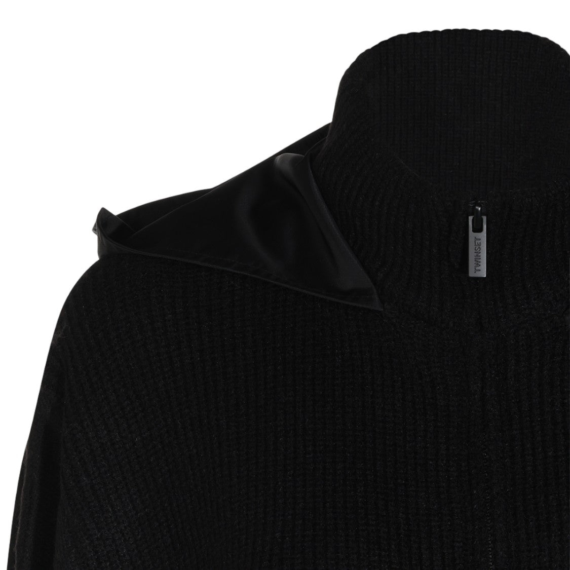 Twin-Set Cape-Style Jacket With Textured Fabric And Hood