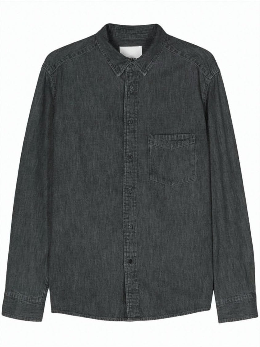 Isabel Marant Washed Black Long-Sleeve Shirt With Classic Collar