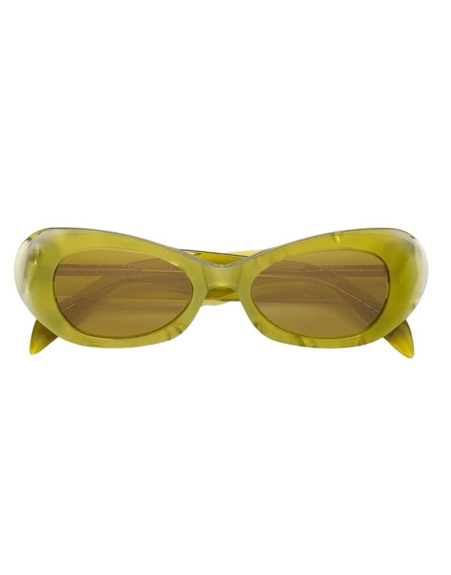 Retrosuperfuture Acid Yellow Crystal Oval Sunglasses