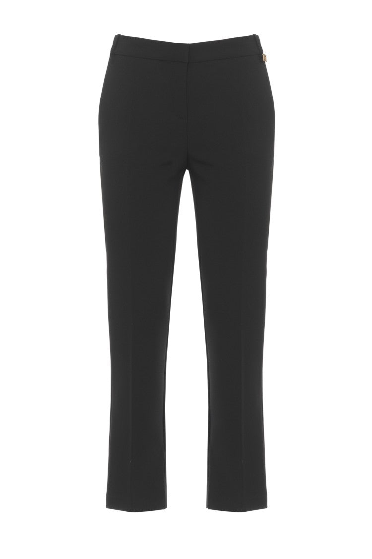 Elisabetta Franchi Black Metal Logo Formal Pants