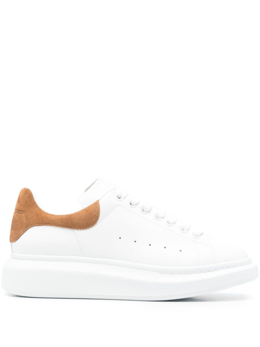 Alexander Mcqueen White Leather Sneakers With Suede Heel Tab
