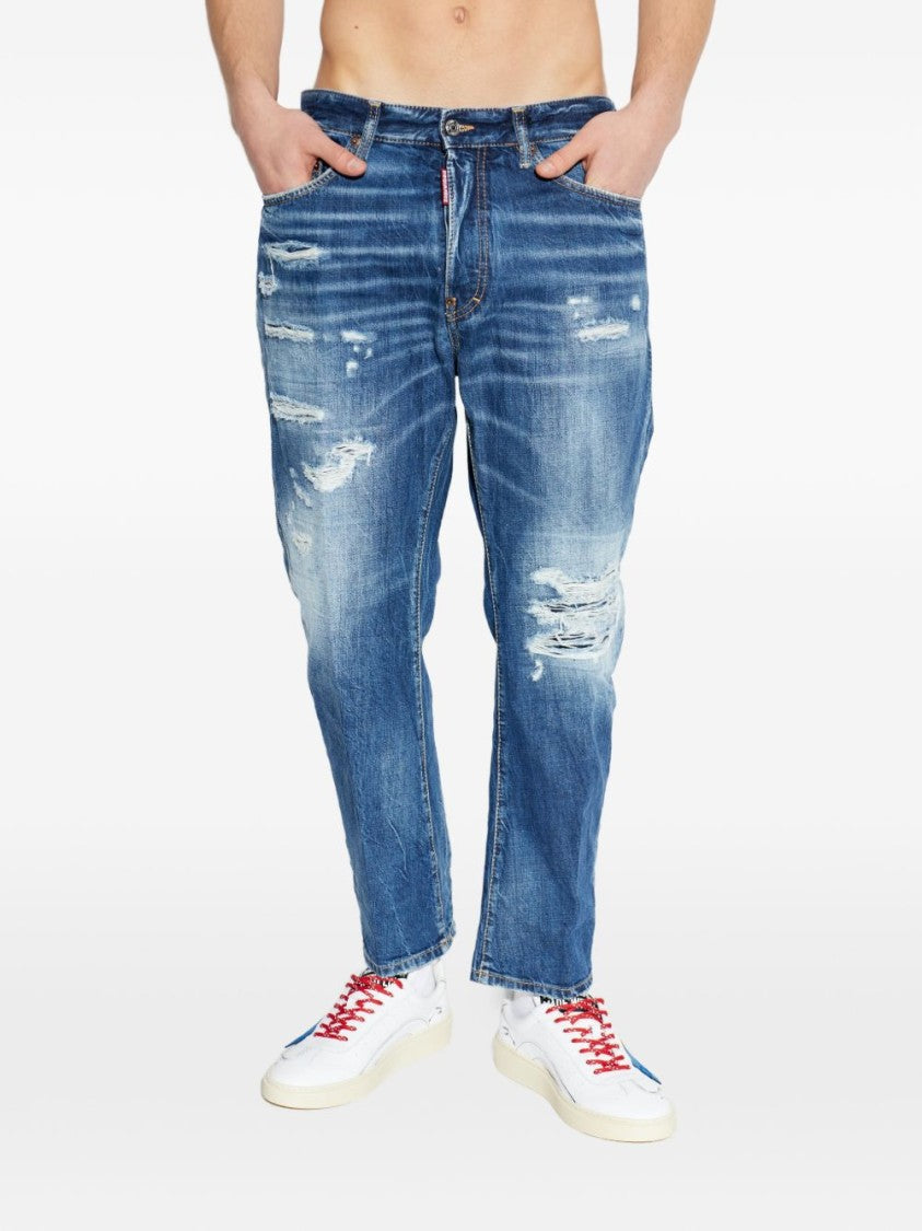 Dsquared2 Blue Distressed Five Pocket Denim Jeans
