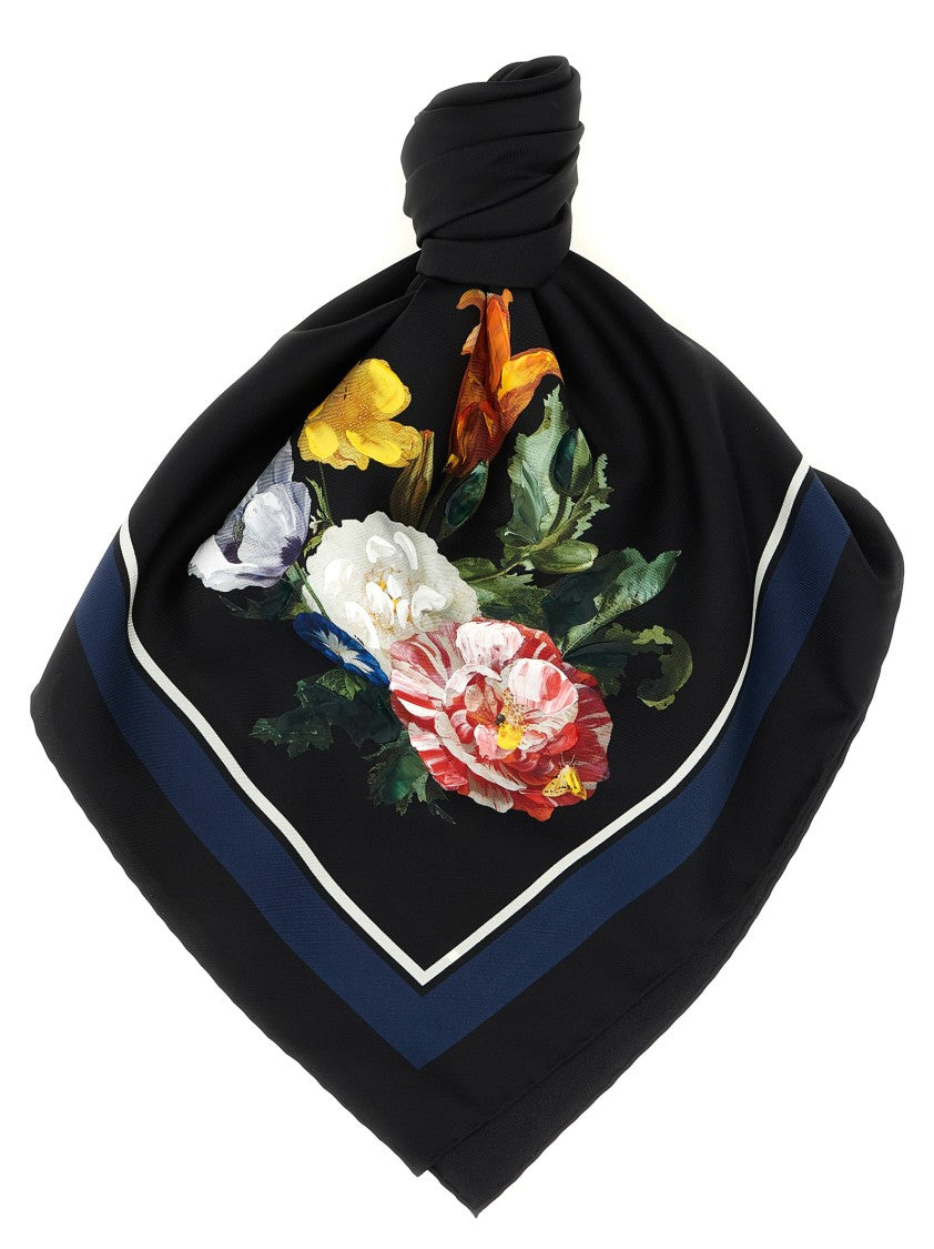 Maison Margiela 'Four Stitches' Floral Print Silk Scarf