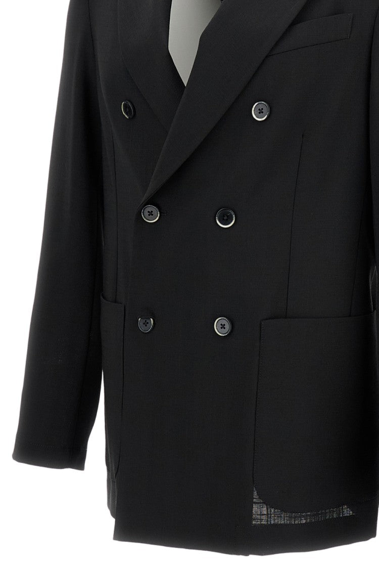 Barena Double-Breasted Wool Jacket With Notched Lapel