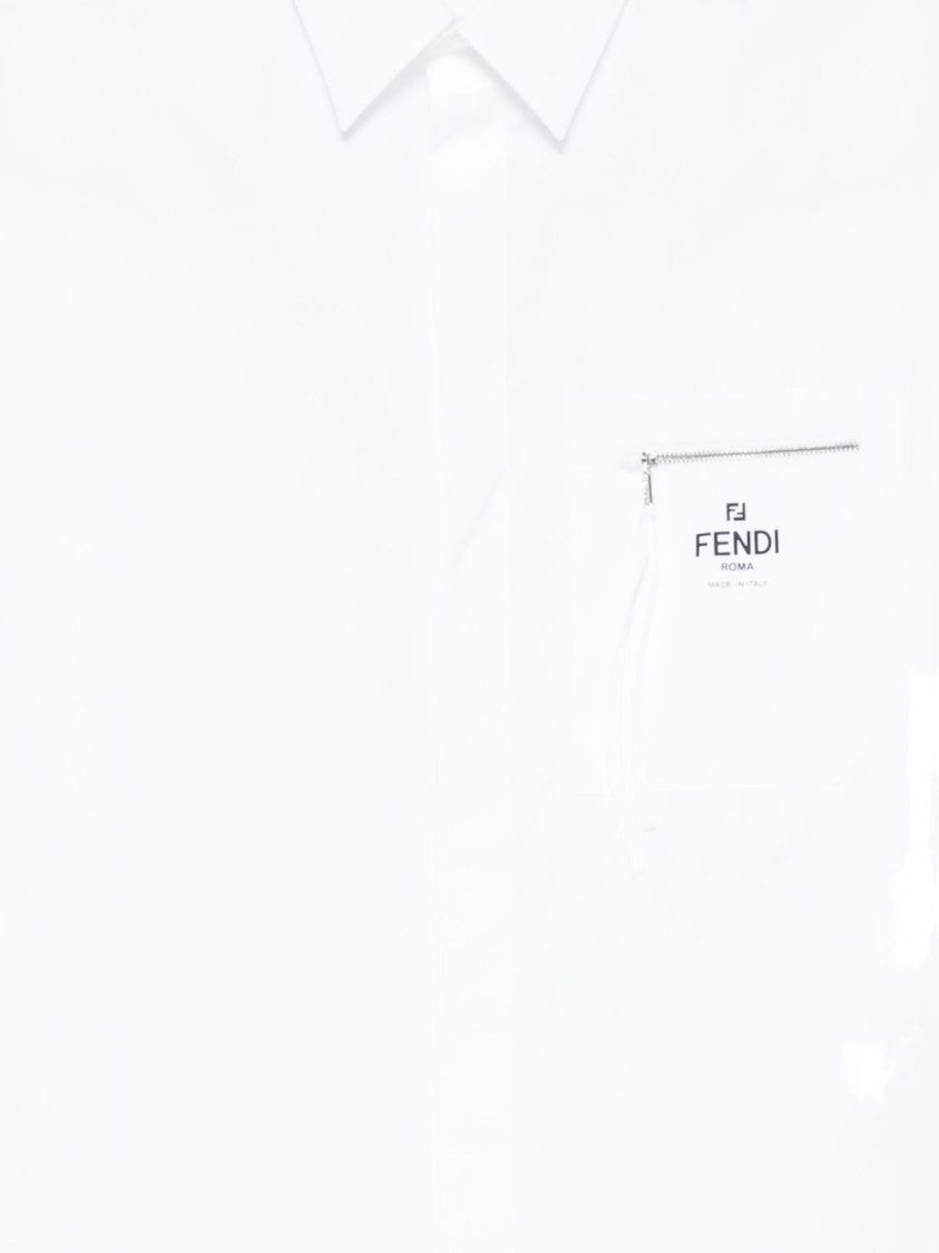 Fendi Boxy White Cotton Poplin Shirt