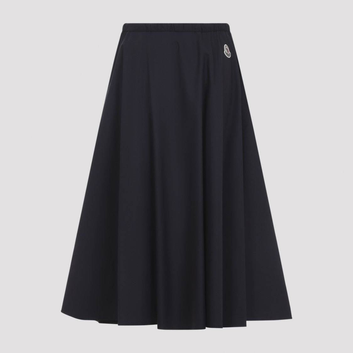 Moncler A-Line Navy Cotton Blend Midi Skirt