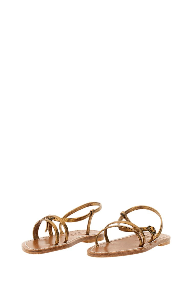 K Jacques St Tropez Flat Leather Sandals With Slim Straps And Rubber-Coated Heel