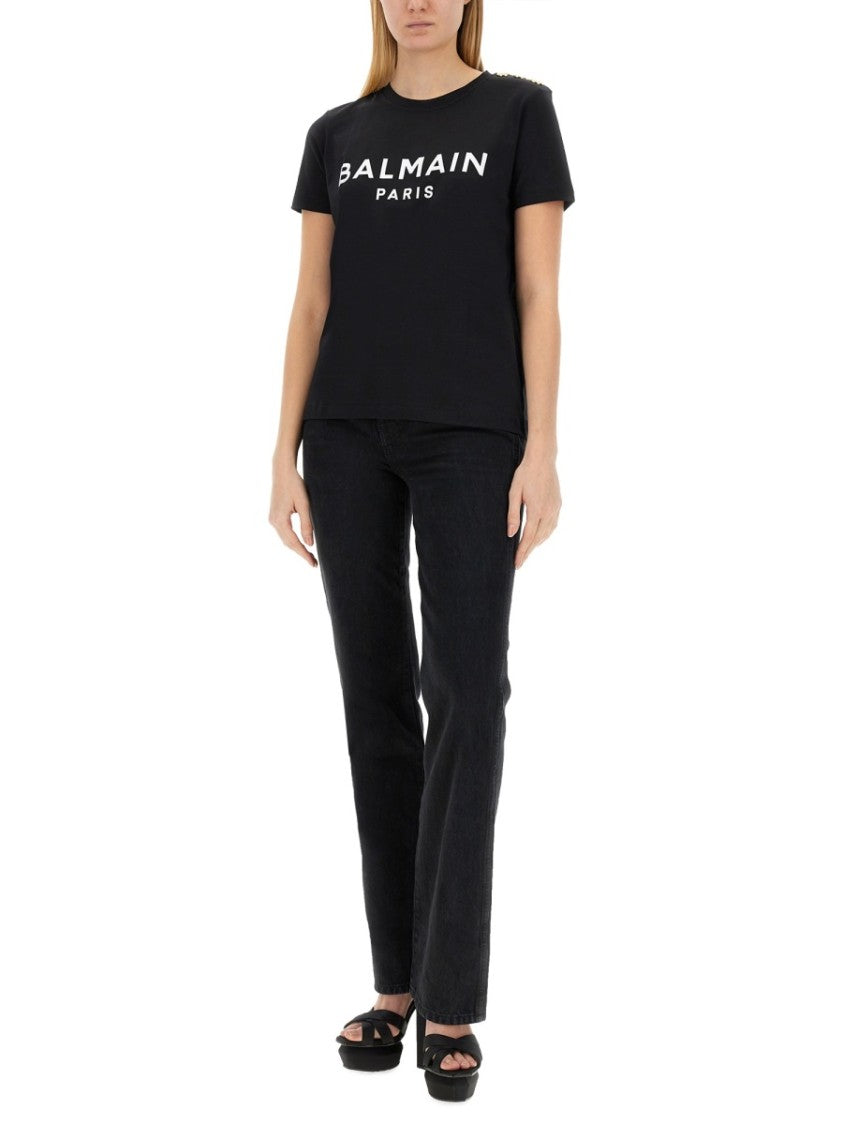 Balmain Classic Logo Print Black T-Shirt