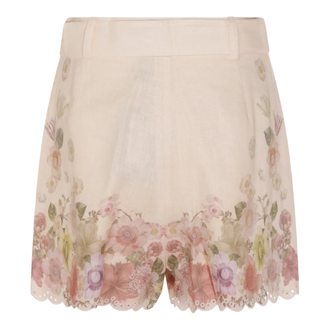 Twin-Set Floral Print Shorts With Scalloped Edge