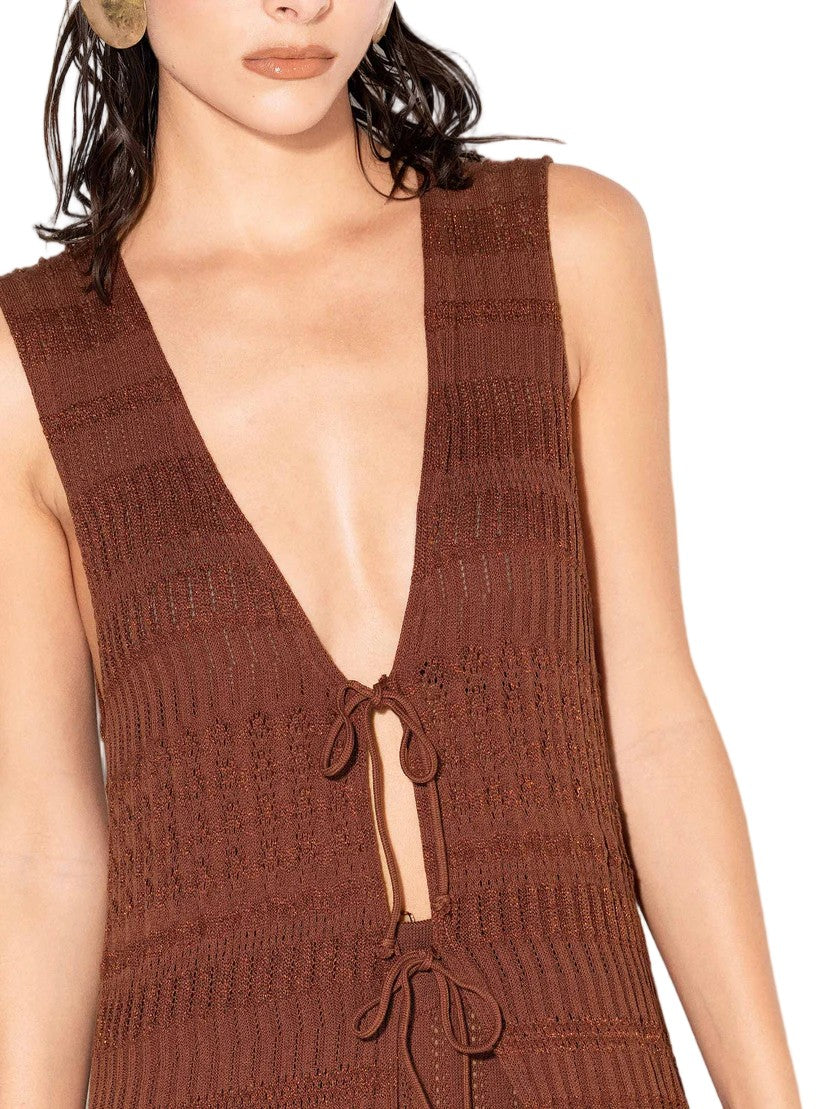 Akep Fluid V-Neck Long Knit Vest