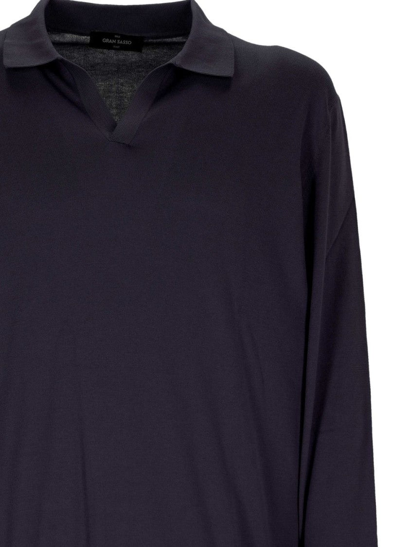 Gran Sasso Classic Polo Collar Sweater With Ribbed Details