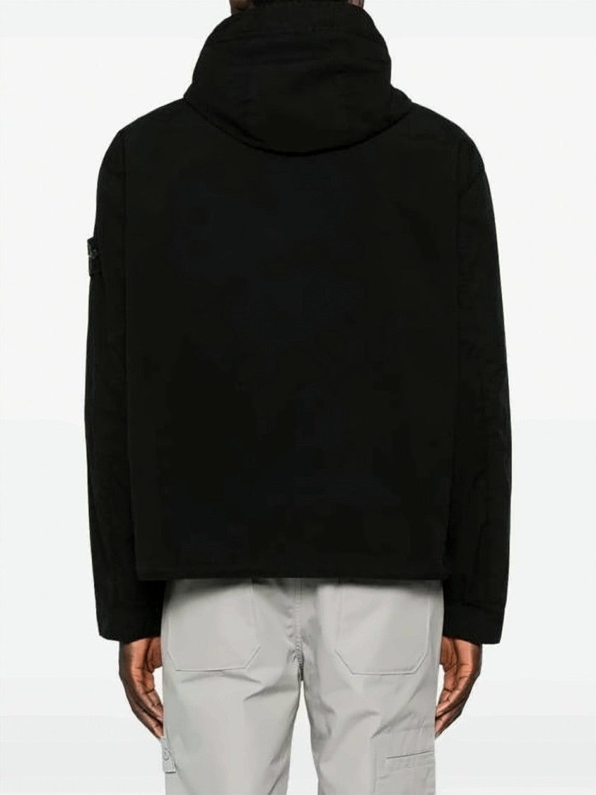 Stone Island Black Jacket With Hood And Distinctive Logo