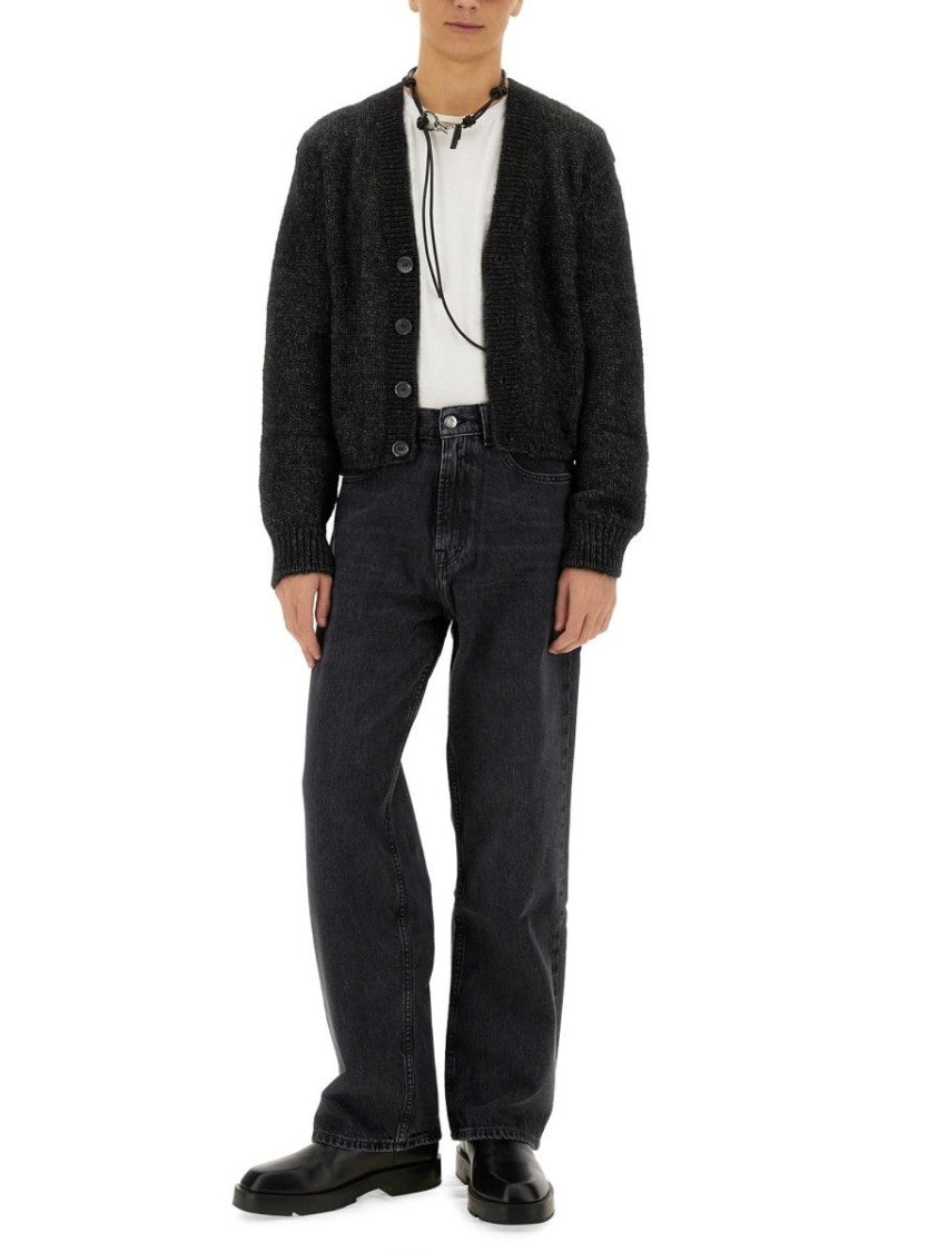 Our Legacy Cozy Alpaca-Wool Cardigan With Deep V-Neckline