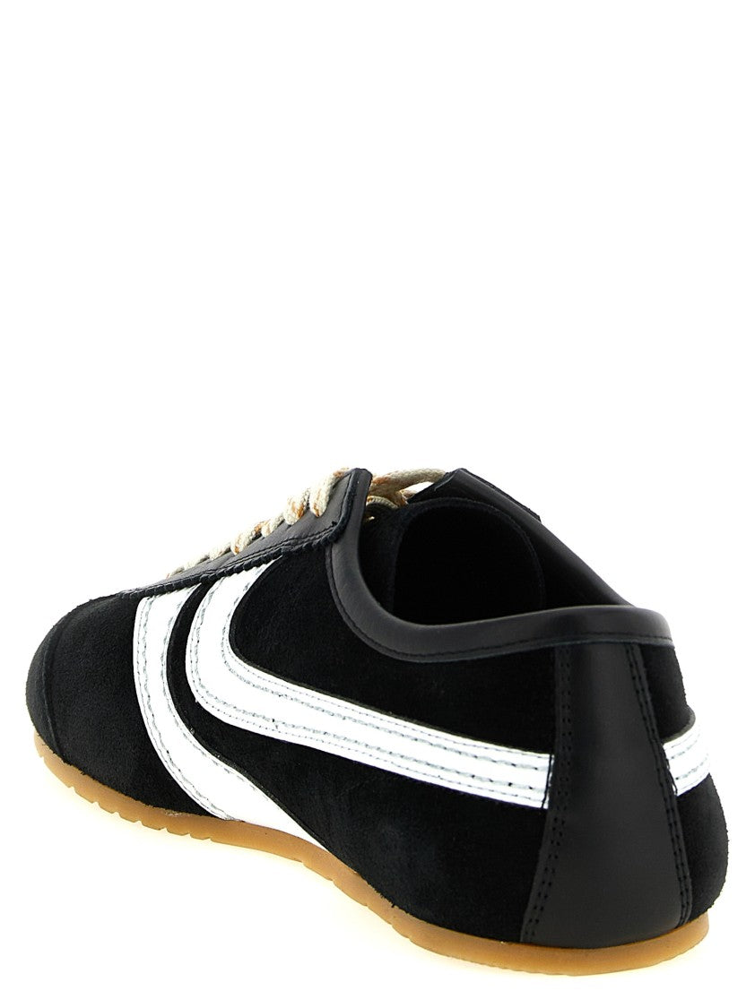Dries Van Noten Suede Sneakers With Leather Accents And Scalloped Detailing