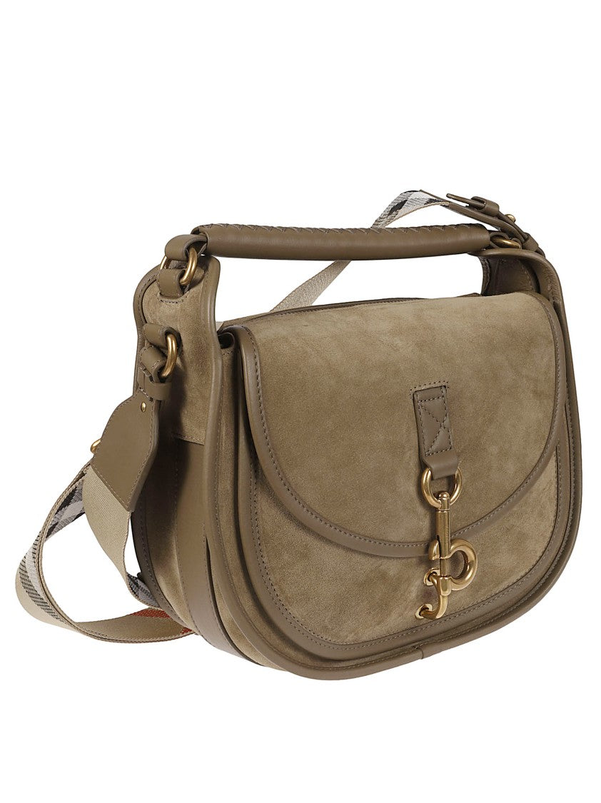 Burberry Soft Suede Clutch With Gold-Tone Clasp