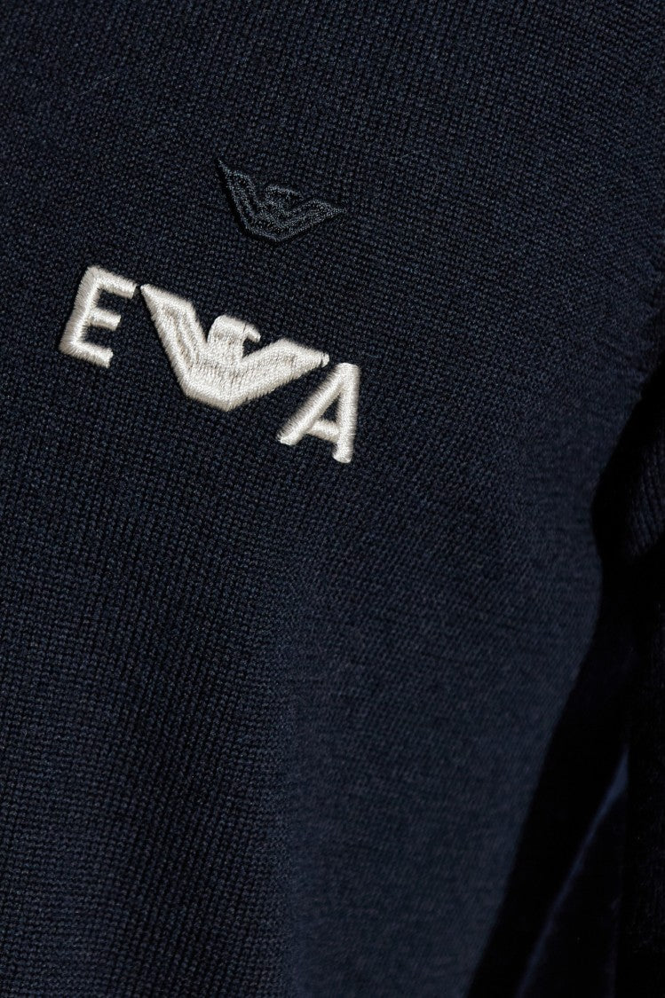 Emporio Armani Navy Blue Virgin Wool Sweater