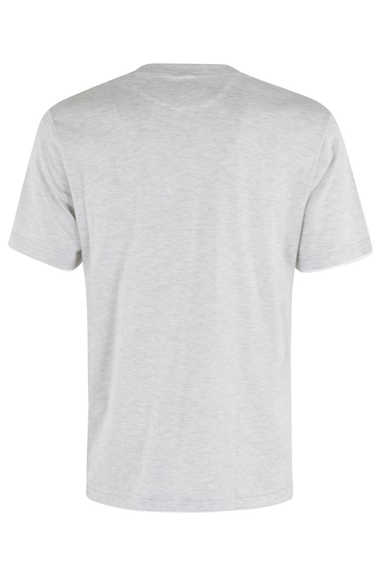 Eleventy Gray Layered Crewneck Cotton T-Shirt