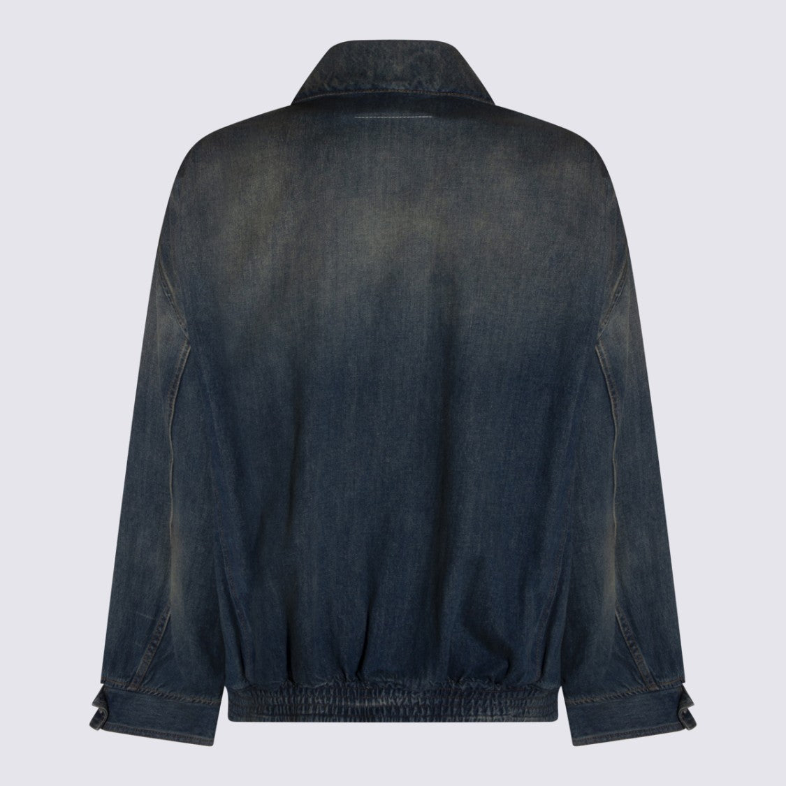 Mm6 By Maison Margiela Vintage Wash Denim Jacket With Front Zipper
