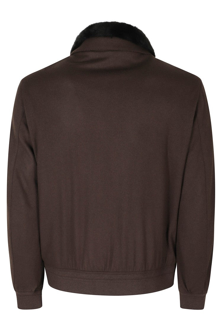 Montecore Dark Brown Fur Collar Cropped Jacket