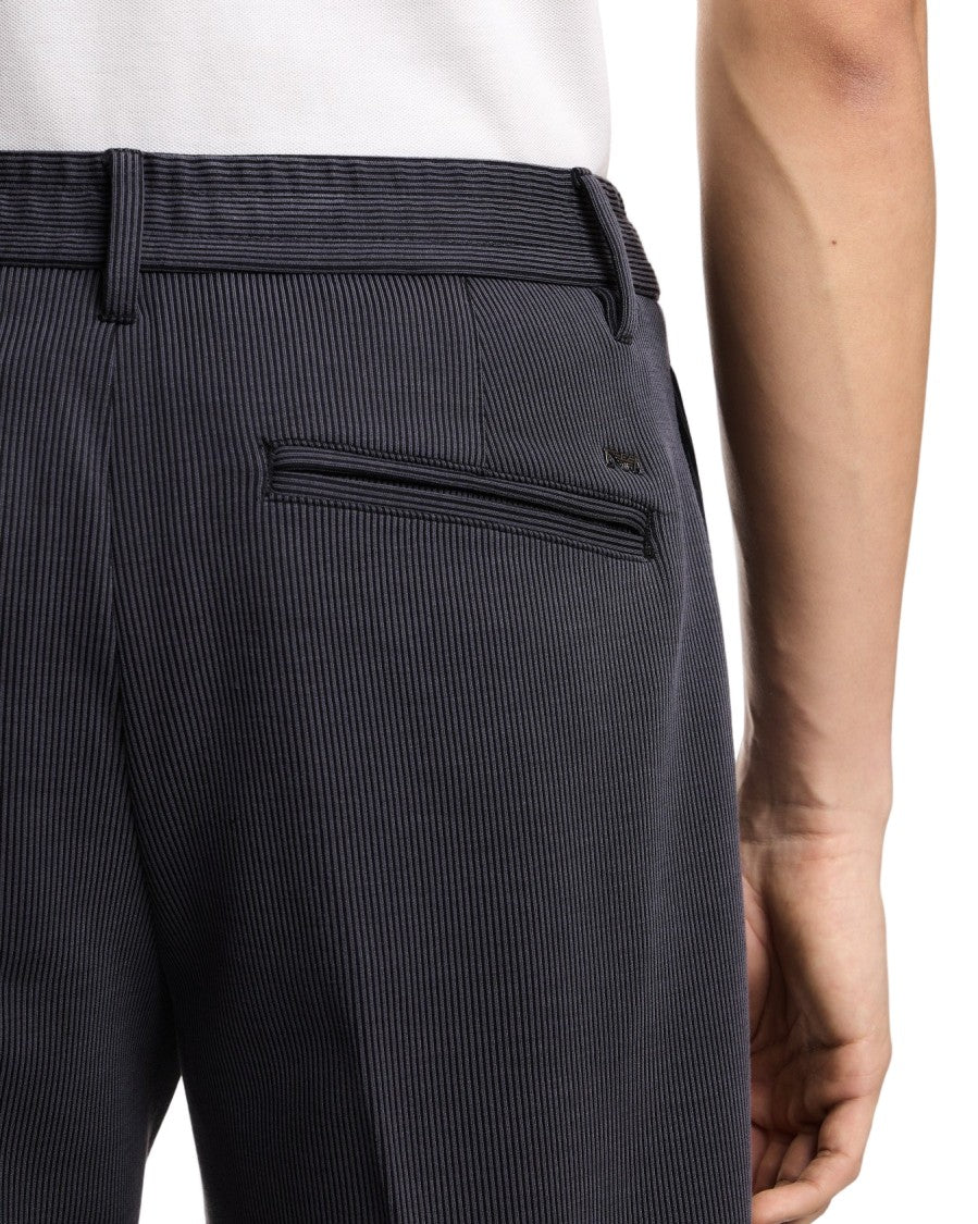 Emporio Armani Ribbed Caviar Trousers With Tailored Fit