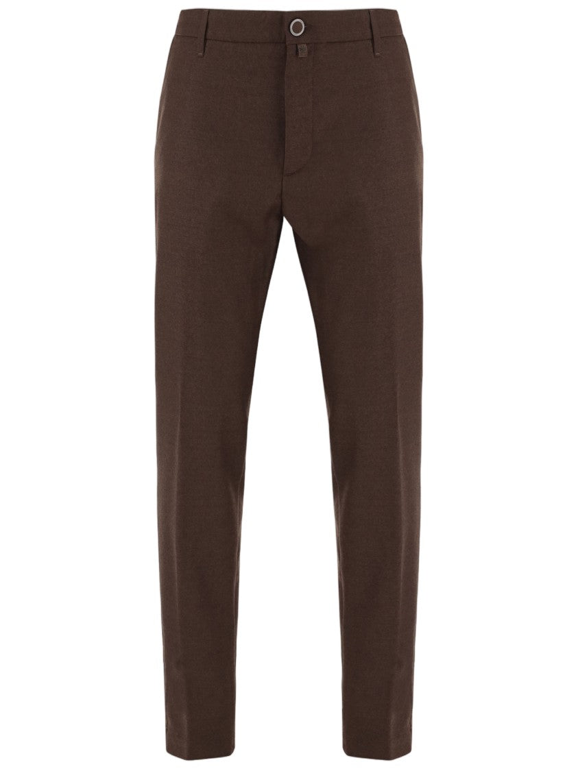 Jacob Cohen Brown Stretch Virgin Wool Pleated Tailored Pants