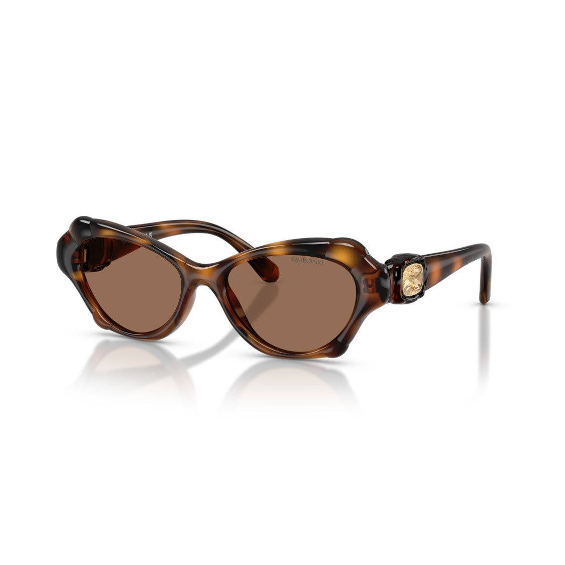 Swarovski 0Sk6050 Tortoiseshell Cat-Eye Sunglasses With Gold Emblem