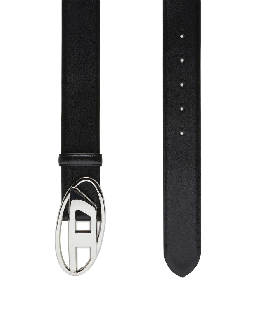 Diesel Black Oval D Leather Belt