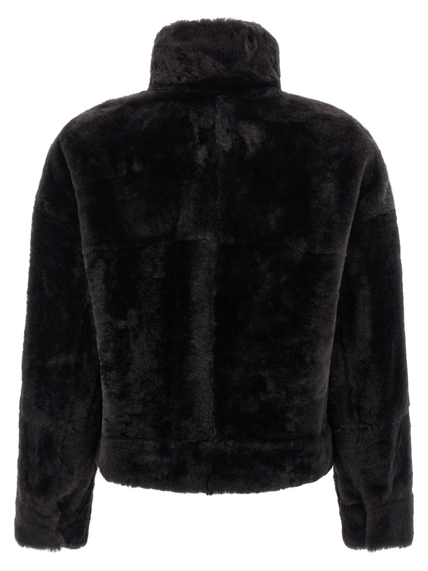 Brunello Cucinelli 'Shiny Zipper Pull' Shearling Jacket