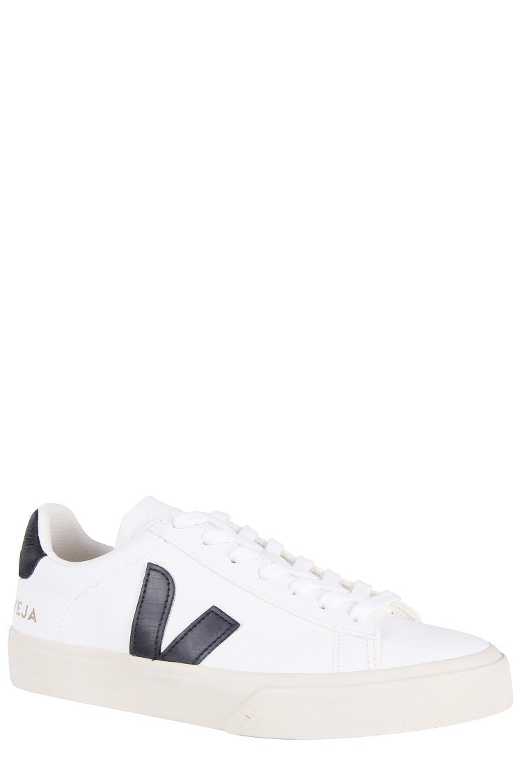 Veja White Campo Leather Inserts Leather Sneakers