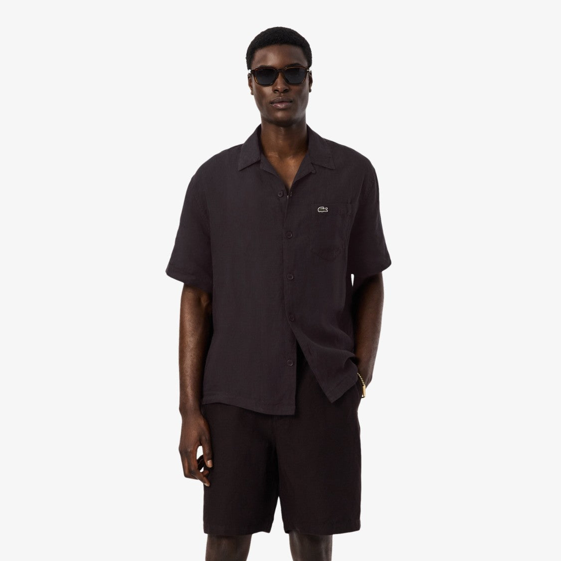 Lacoste Short-Sleeved Button-Up Shirt With Classic Collar