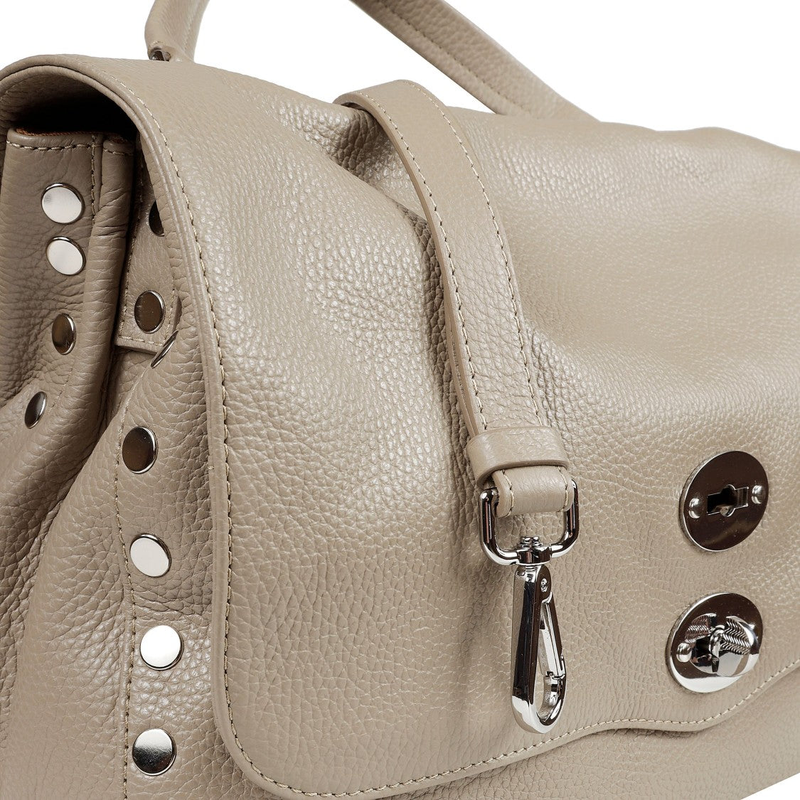 Zanellato Hammered Leather Handbag With Dual Turn-Lock Closure