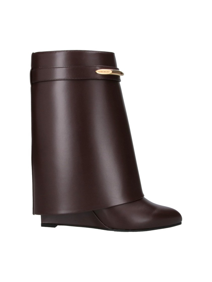 Givenchy Brown Shark Pinch Gold Detail Calf Leather Ankle Boots