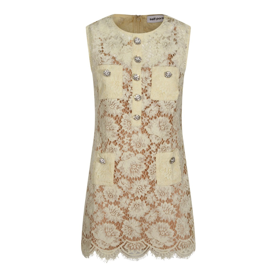 Self-Portrait Yellow Lace Sleeveless Dress