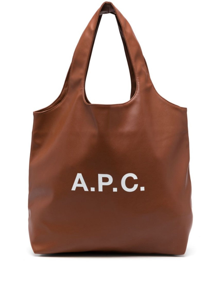 A.P.C. Brown Ninon Signature Logo Tote Bag