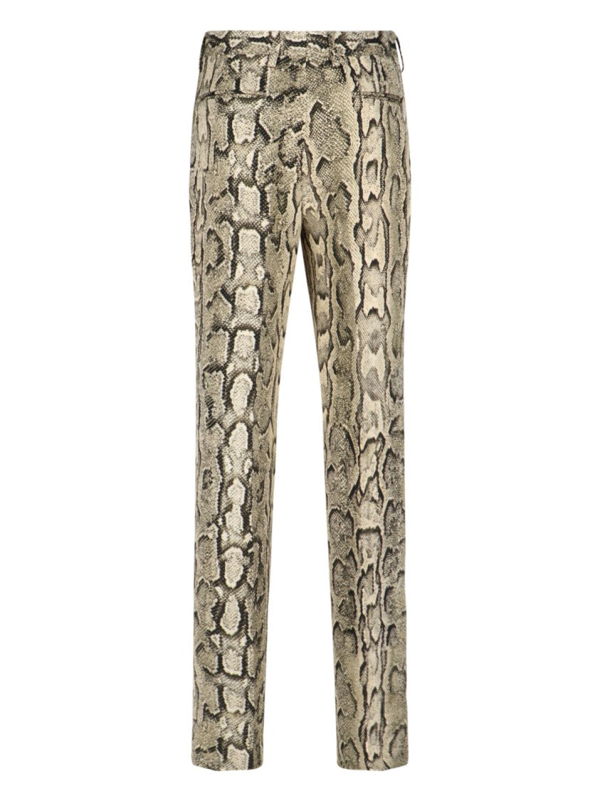 Dries Van Noten High-Waisted Snake Print Trousers With Classic Waistband